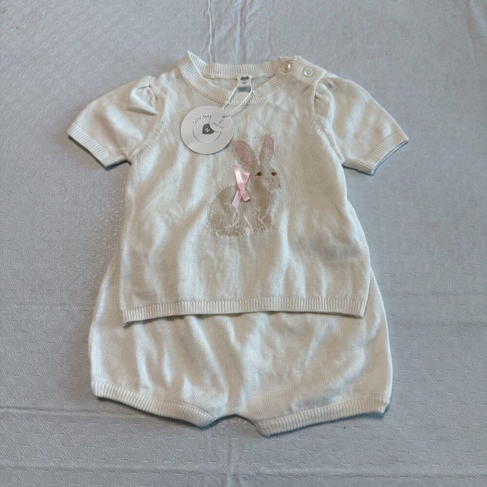 Nordstrom Baby 2pc Knit Bunny Sweater & Bloomer Shorts Set 12M NWT